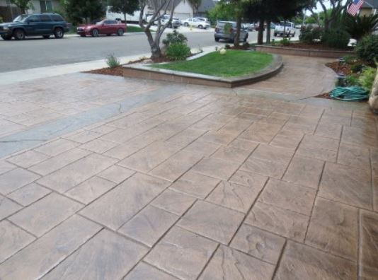 this is a picture of a stamped driveway construction in modesto, ca